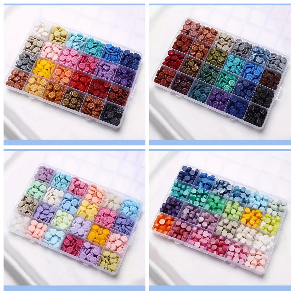 Wax Seal Stamp Kit - 600Pcs Box Sealing Wax Beads, 24