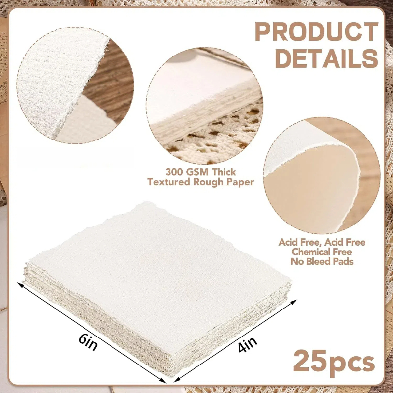 Cardstock Paper Pack - 25 Sheets Watercolor Paper, 300 GSM