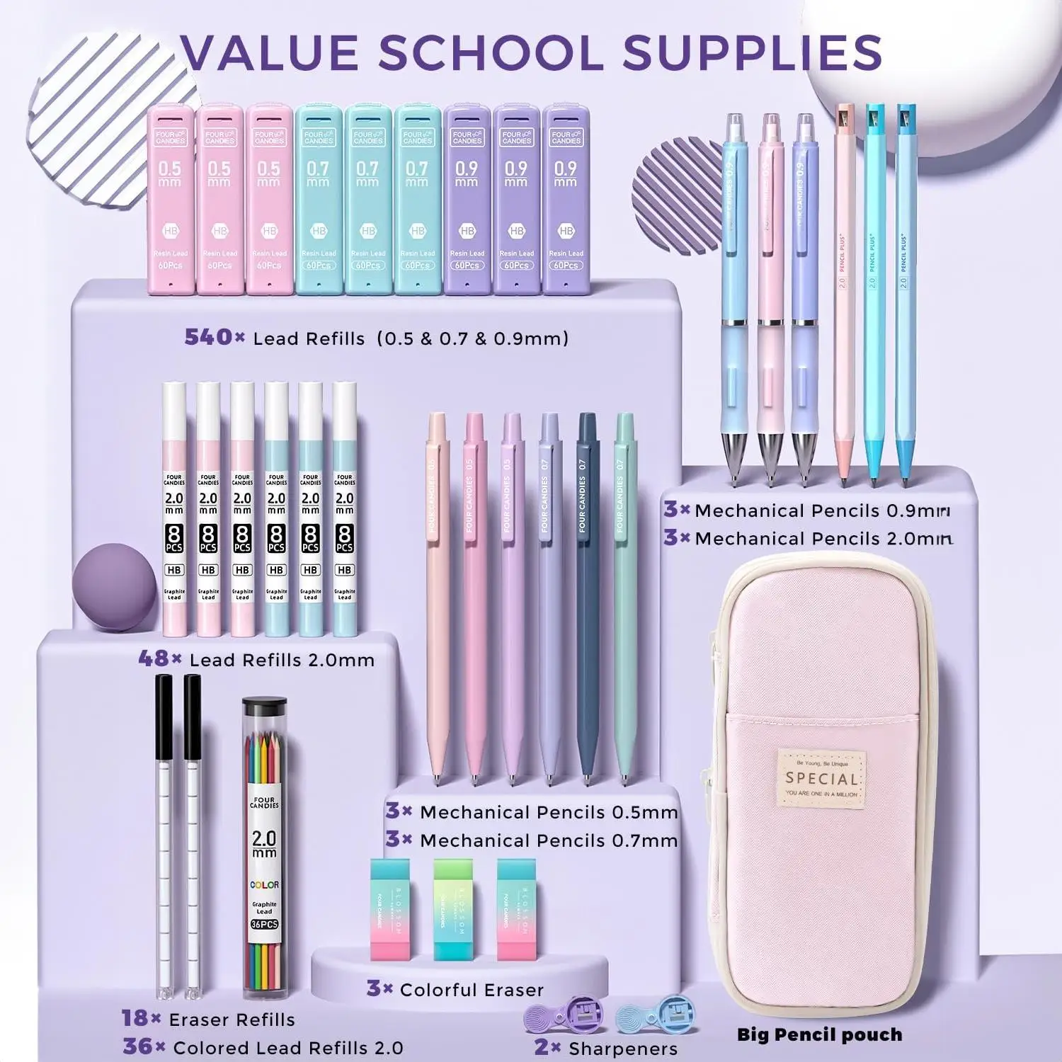Four Candies 36PCS Learning Ma - đánh giá và giá Mechanical Pencil Lead
