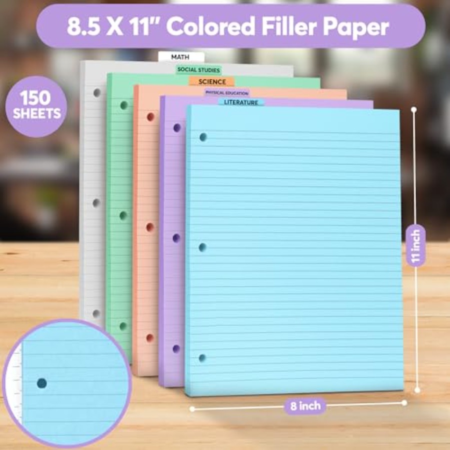 Colored Notebook Paper 8.5 x 1 - đánh giá và giá Paper Punch 3 Hole