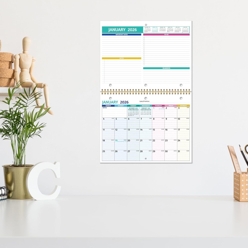 2026 Wall Calendar with Thick  - đánh giá và giá Paper Punch 3 Hole