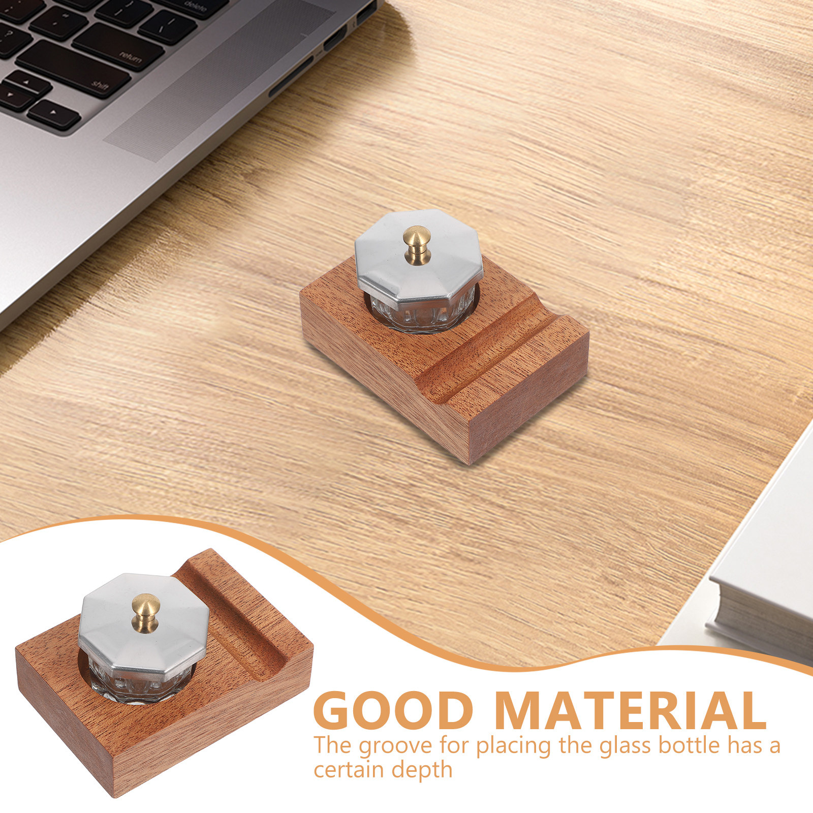 1Set Tilting Wooden Pen Stand  - đánh giá và giá Calligraphy Ink Bottle